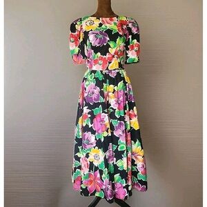 Vintage Misty Lane‎ Dress Size 5/6 Floral Bow Back Party Spring Kentucky Derby